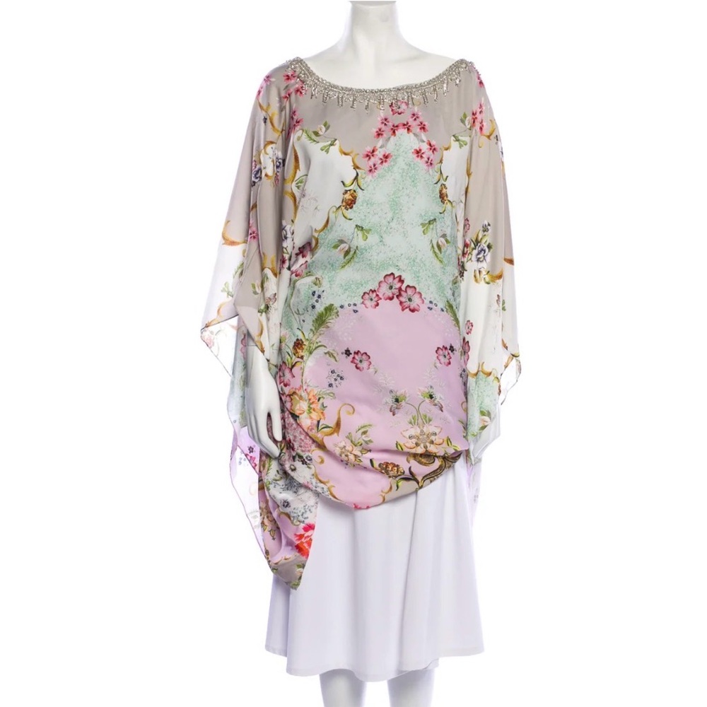 Badgley Mischka Kaftan with elegant beaded detail neckline